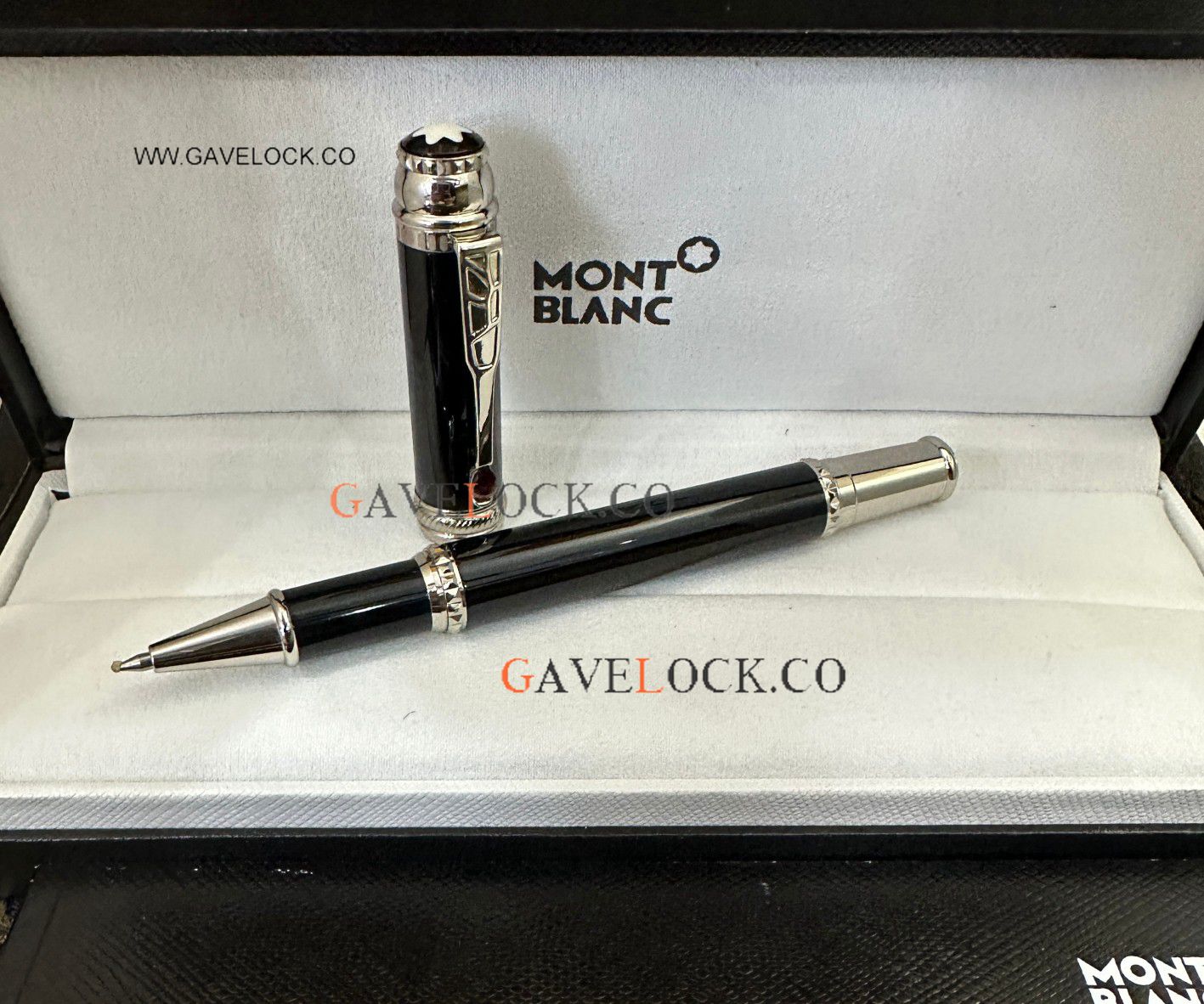 AAA Copy Mont blanc Black & Silver Rollerball Scipione Borghese